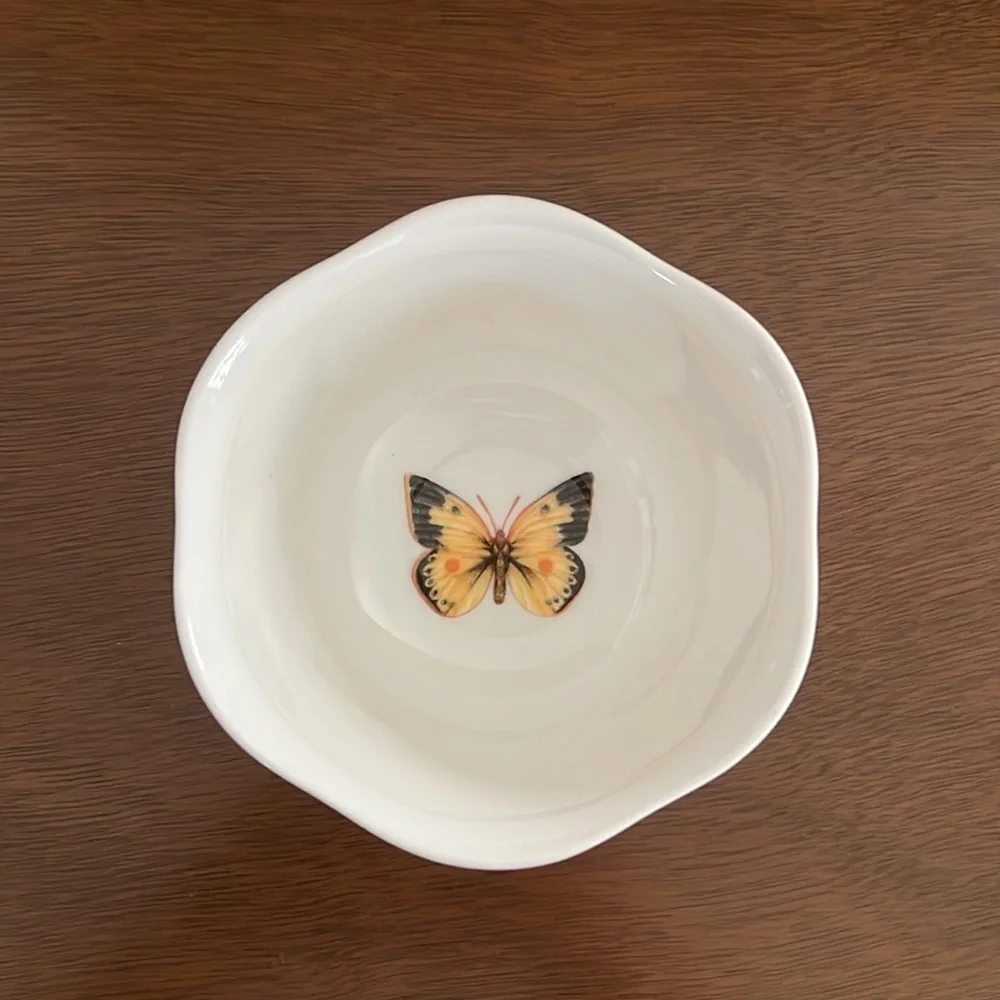 Lenox Butterfly Meadow Bowls Dessert Soup Scallop Edge Bee Multi Mint Condition